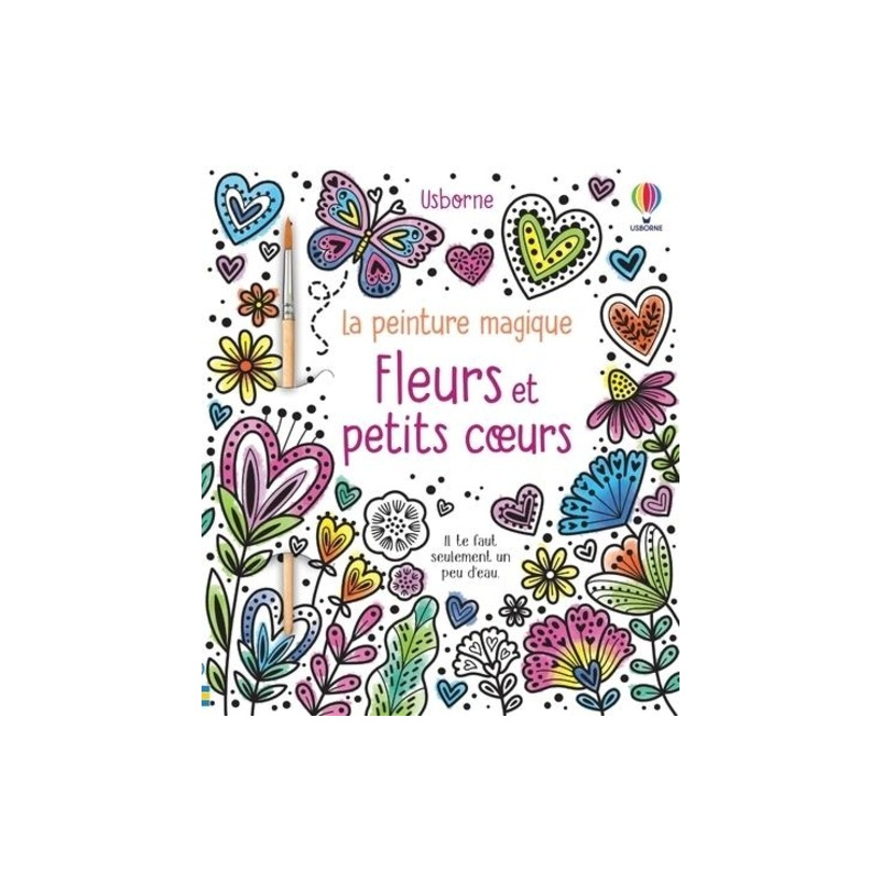 Fleurs et petits coeurs - Avec un pinceau