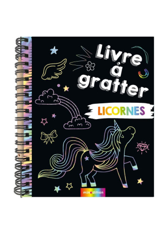 Mon livre à gratter licornes - Avec un crayon en bois- Poche