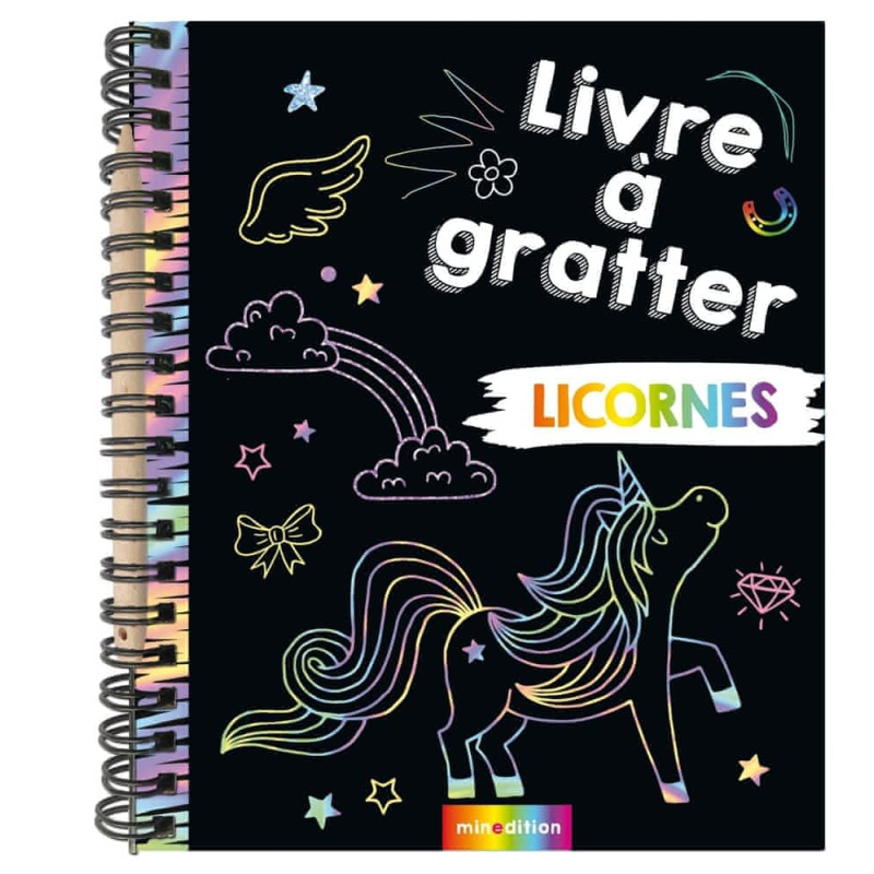 Mon livre à gratter licornes - Avec un crayon en bois- Poche