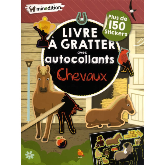 Livre à gratter avec autocollants Chevaux - Plus de 150 stickers