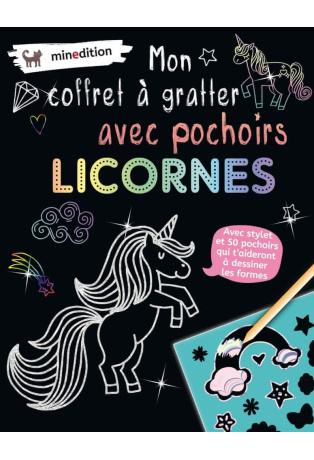 Mon coffret à gratter avec pochoirs licornes