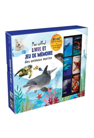 Mon coffret livre et jeu de mémoire des animaux marins
