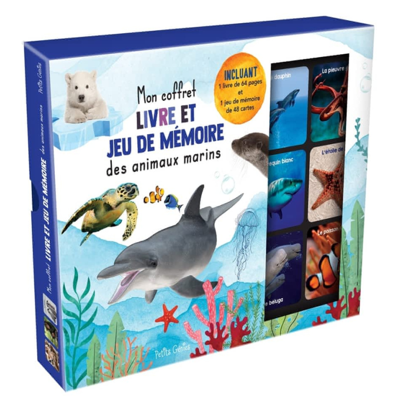 Mon coffret livre et jeu de mémoire des animaux marins Mon coffret livre et jeu de mémoire des animaux marins