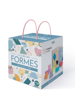 Le cube des formes - Jeu avec 12 formes en bois + livre