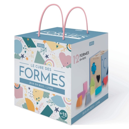 Le cube des formes - Jeu avec 12 formes en bois + livre