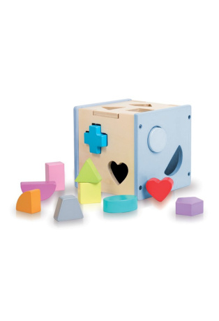 Le cube des formes - Jeu avec 12 formes en bois + livre