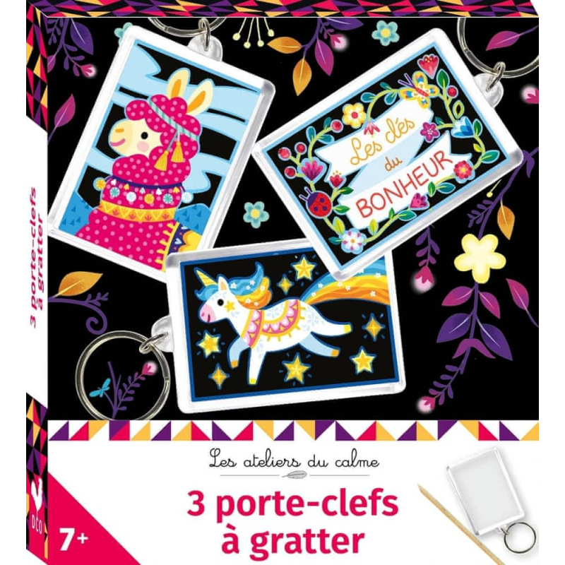 Porte-clefs à gratter -Avec 1 stylet en bois