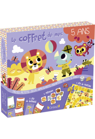 Le coffret de mes 5 ans - Coffret avec un jeu de l'oie sur les animaux, 40 cartes de mémory et 1 jeu