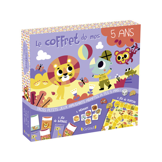 Le coffret de mes 5 ans - Coffret avec un jeu de l'oie sur les animaux, 40 cartes de mémory et 1 jeu