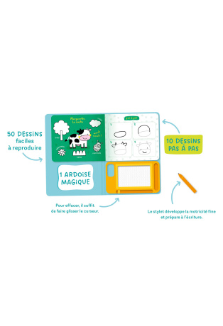 MON ARDOISE MAGIQUE POUR DESSINER PAS À PAS LES ANIMAUX - 60 DESSINS FACILES