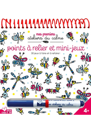 Points à relier et mini-jeux - bloc à spirale avec feutre effaçable