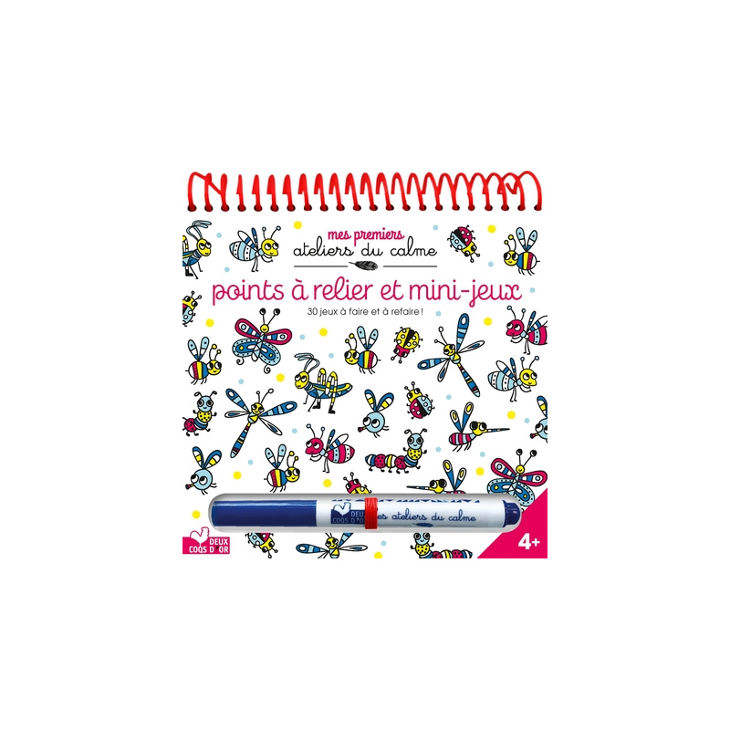 Points à relier et mini-jeux - bloc à spirale avec feutre effaçable