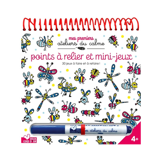 Points à relier et mini-jeux - bloc à spirale avec feutre effaçable