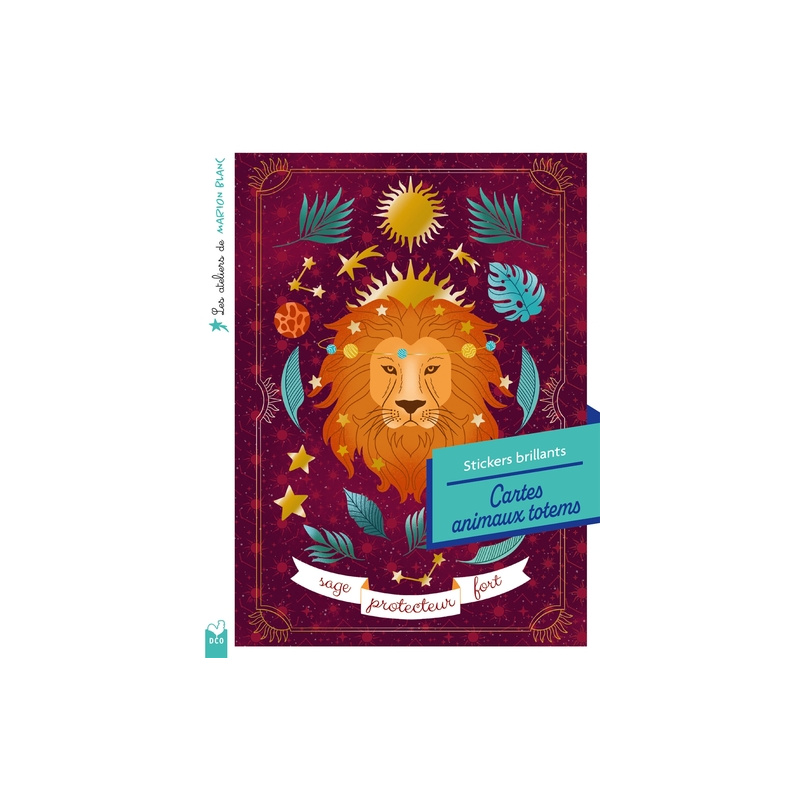 Les ateliers de Marion Blanc - Stickers brillants - Cartes animaux totem - pochette avec accessoires