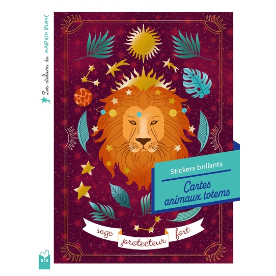 Les ateliers de Marion Blanc - Stickers brillants - Cartes animaux totem - pochette avec accessoires