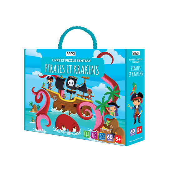 Livre et puzzle fantasy - Pirates et krakens